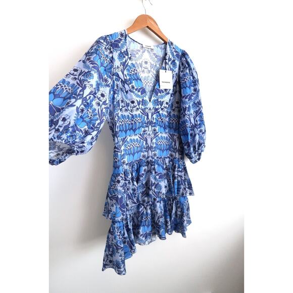 SANDRO PARIS Linen Blend Floral Tiered Mini Dress Net-A-Porter 38 6 M $520 - Picture 4 of 14